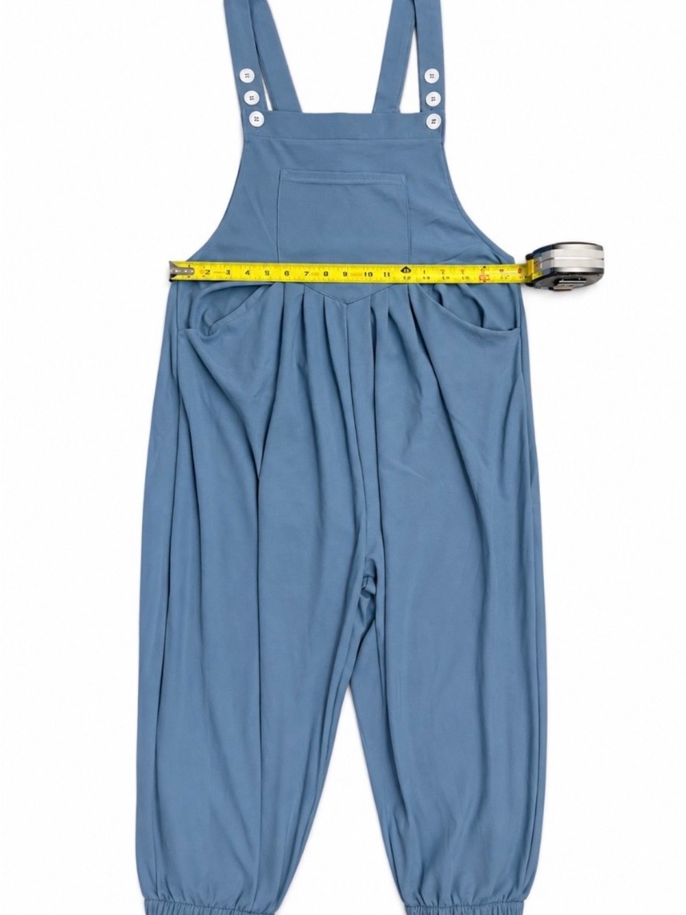 Halara Blue Textured Overall Jumpsuit Size L Large Regular - Picture 6 of 8